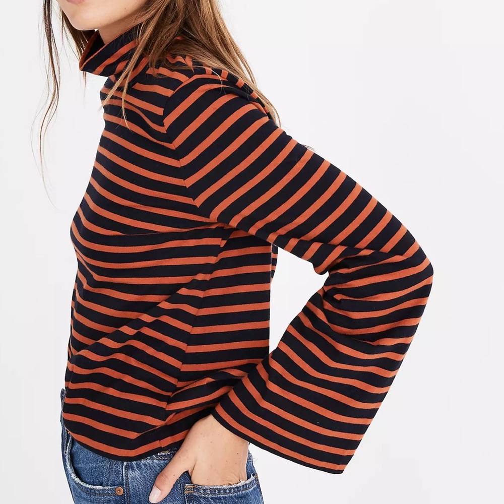 Madewell Wide Sleeve Turtleneck In Stripe